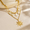 Wholesale Women's Medieval Minimalist Geometric Stainless Steel Goldplated Doublelayer Stacked Chain Necklace