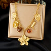Wholesale Women's Medieval Style Flower Heartshaped Stainless Steel Electroplated Pendant Chain Necklace With Oshaped Chain