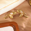 Wholesale Women's Medieval Style Geometric Butterfly Pearl Tassel Stainless Steel Stamped Earrings