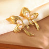 Wholesale Women's Medieval Style Geometric Butterfly Pearl Tassel Stainless Steel Stamped Earrings
