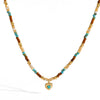 Wholesale Women's Medieval Style Geometric Natural Stone And Stainless Steel Handmade Beaded Real Gold Plated Necklace