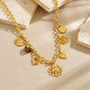 Wholesale Women's Medieval Style Gold Electroplated Stainless Steel Flower Heartshaped Compass Pendant Necklace With Oshaped Chain