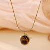 Wholesale Women's Medieval Style Gold Plated Geometric Oval Tiger Eye Pendant Necklace With Rope Chain