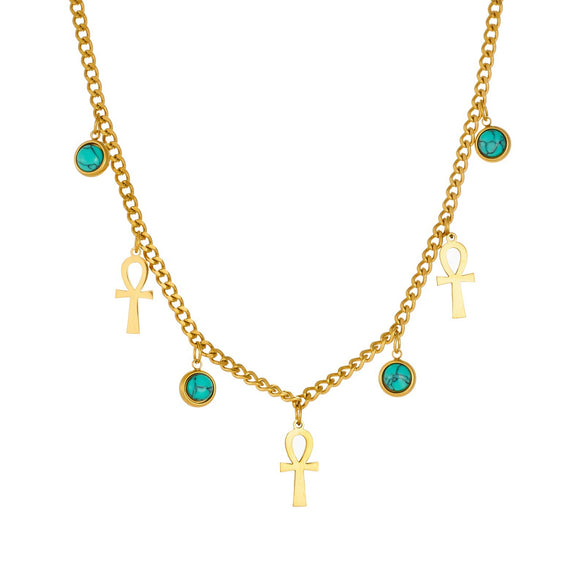 Wholesale Women's Medieval Style Goldplated Stainless Steel Cross Pendant Necklace