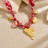 Wholesale Women's Medieval Style Heartshaped Printed Ceramic Goldplated Stainless Steel Love Necklace
