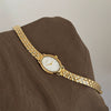 Wholesale Women's Medieval Style Oval Motherofpearl Watch With Stainless Steel Strap And Buckle Alloy Case And Ordinary Glass Mirror
