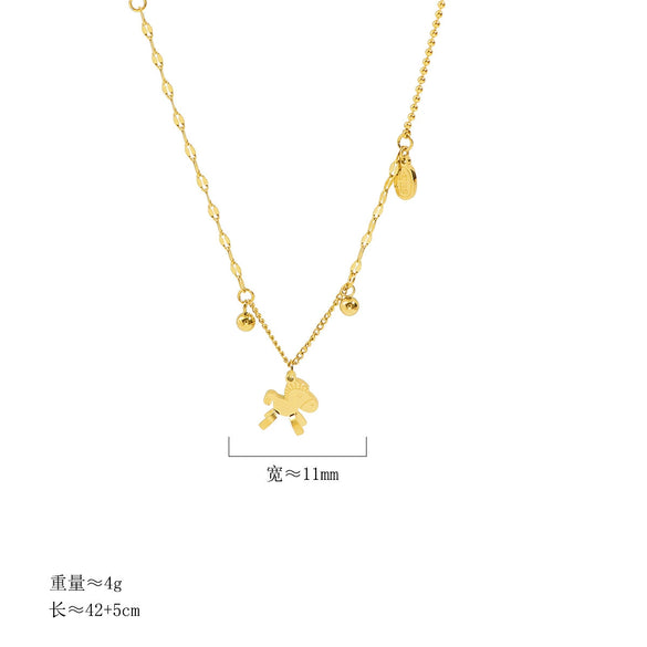 Wholesale Women's Medieval Style Real Gold Plated Titanium Steel Zodiac Horse Pendant Necklace With Irregular Chain