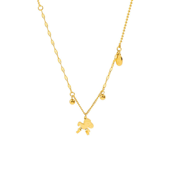 Wholesale Women's Medieval Style Real Gold Plated Titanium Steel Zodiac Horse Pendant Necklace With Irregular Chain