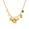 Wholesale Women's Medieval Style Stainless Steel Leopard Print Flower Gold Electroplated Pendant Necklace With Flat Cross Chain