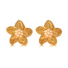 Wholesale Women's Medieval Style Stamped Stainless Steel Flower Pearl Earrings