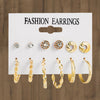 Wholesale Women's Metal Alloy Geometric High Sense Earrings Set With Pearls