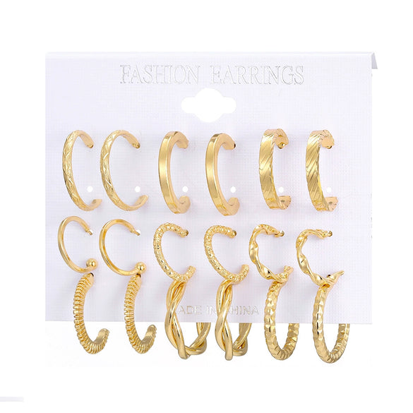 Wholesale Women's Metal Alloy Geometric High Sense Earrings Set With Pearls