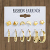 Wholesale Women's Metal Alloy Geometric High Sense Earrings Set With Pearls