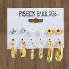 Wholesale Women's Metal Alloy Geometric High Sense Earrings Set With Pearls