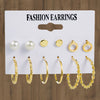 Wholesale Women's Metal Alloy Geometric High Sense Earrings Set With Pearls