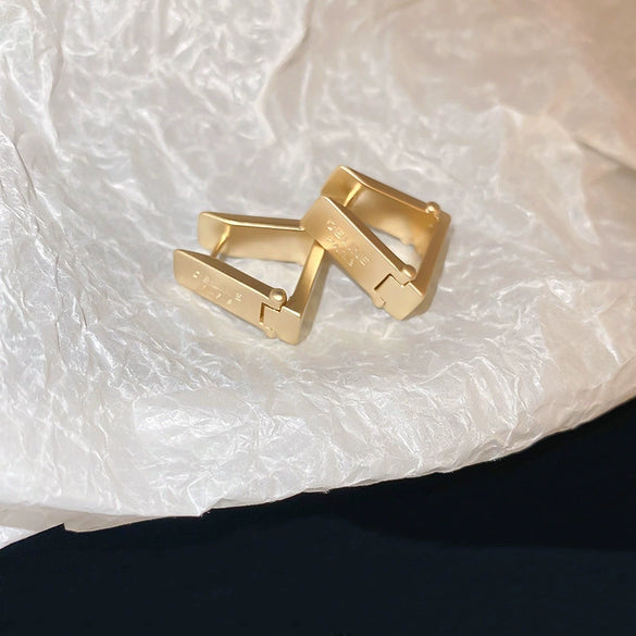 Wholesale Women's Metal Brushed Geometric Heart Shape Electroplated Earrings