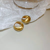 Wholesale Women's Metal Brushed Geometric Heart Shape Electroplated Earrings