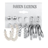 Wholesale Women's Metal C Type Geometric Pearl Earring Set With Electroplating Design