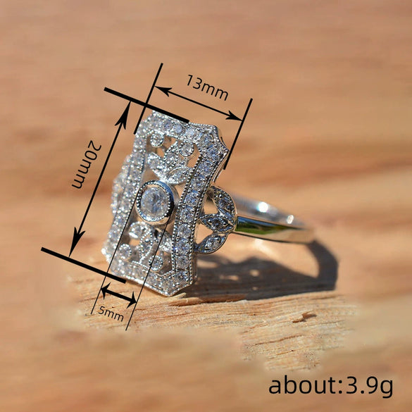 Wholesale Women's Metal Copper Ring With Geometric And Leaf Pattern And Zirconia Design