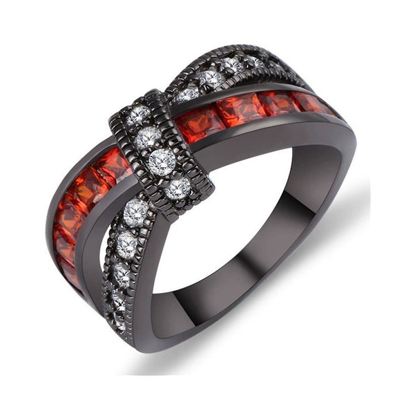 Wholesale Women's Metal Electroplated Geometric Amethyst Diamond Ring Hand Jewelry