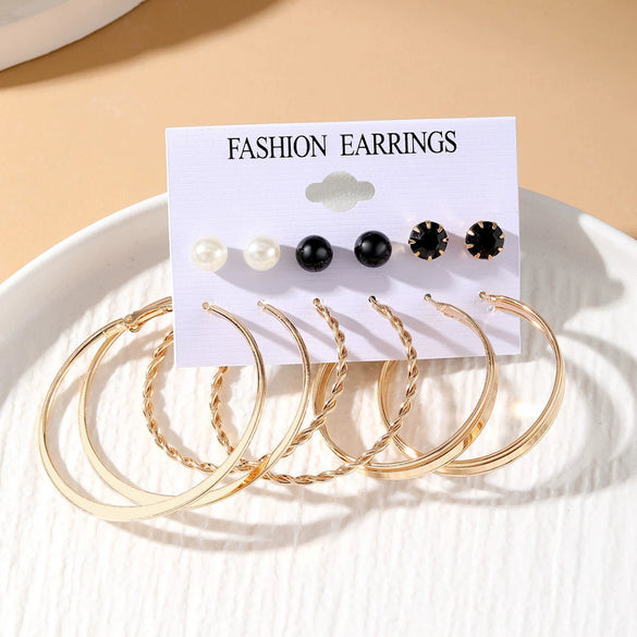 Wholesale Women's Metal Geometric Cshaped Big Earrings With Dripping Oil Design