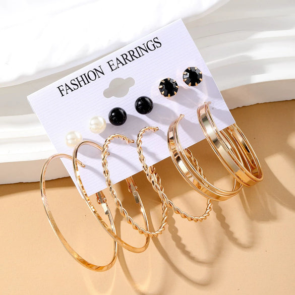 Wholesale Women's Metal Geometric Cshaped Big Earrings With Dripping Oil Design