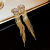 Wholesale Women's Metal Geometric Diamond Tassel Earrings With Silver Needle Chain