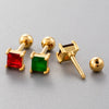 Wholesale Women's Metal Geometric Double Head Screw Ball Square Ear Bone Nail Cartilage Puncture Jewelry With Electroplating
