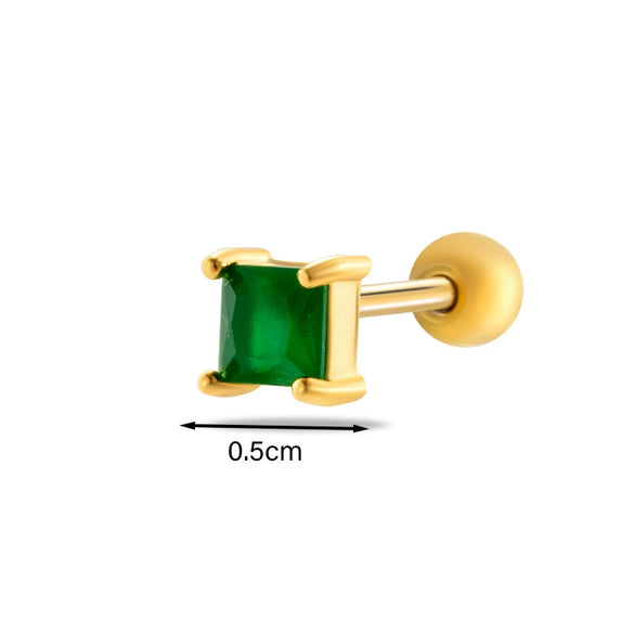 Wholesale Women's Metal Geometric Double Head Screw Ball Square Ear Bone Nail Cartilage Puncture Jewelry With Electroplating