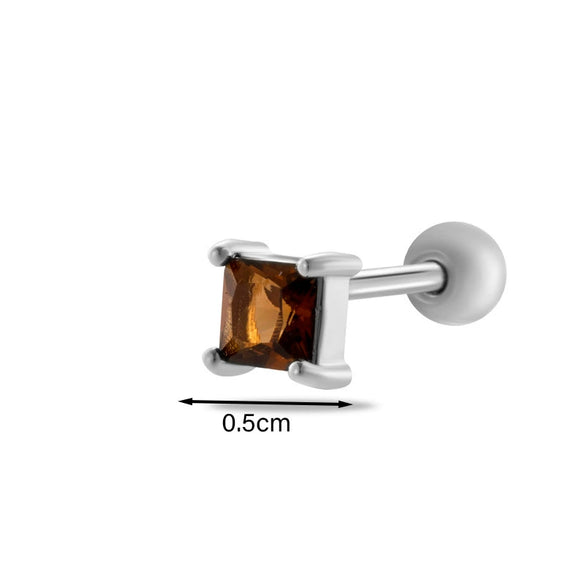 Wholesale Women's Metal Geometric Double Head Screw Ball Square Ear Bone Nail Cartilage Puncture Jewelry With Electroplating