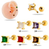 Wholesale Women's Metal Geometric Double Head Screw Ball Square Ear Bone Nail Cartilage Puncture Jewelry With Electroplating