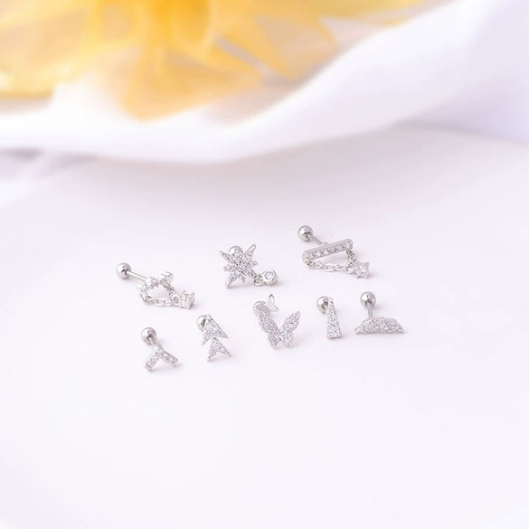 Wholesale Women's Metal Geometric Electroplated Screw Rod Twist Ball Earrings