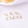 Wholesale Women's Metal Geometric Electroplated Screw Rod Twist Ball Earrings