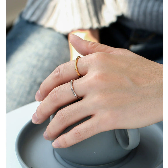 Wholesale Women's Metal Geometric Gold Inlaid Adjustable Irregular Open Joint Ring