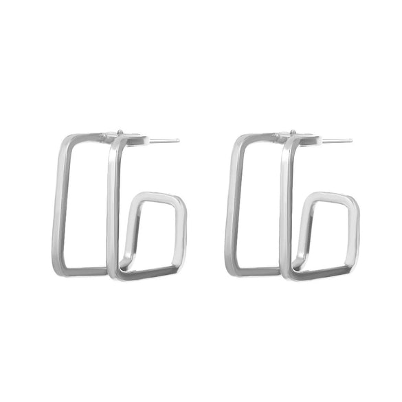 Wholesale Women's Metal Geometric Square Earrings With Electroplating Treatment