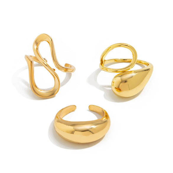 Wholesale Women's Metal Geometric Style Electroplated Irregular Opening Ring