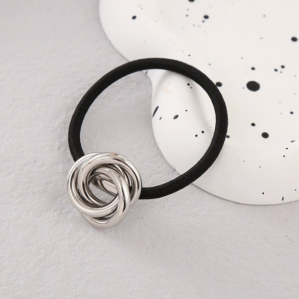 Wholesale Women's Metal Hair Accessories Simple Temperament Hair Ring And Hair Rope With Knot Craft Pure Handmade