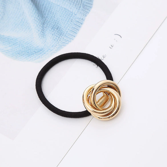 Wholesale Women's Metal Hair Accessories Simple Temperament Hair Ring And Hair Rope With Knot Craft Pure Handmade