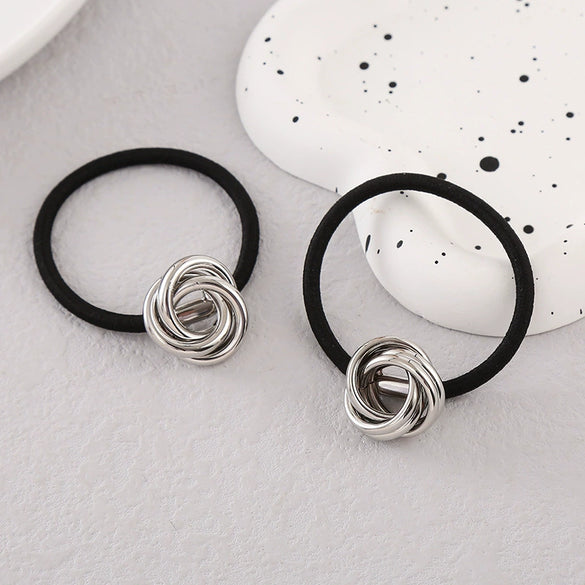 Wholesale Women's Metal Hair Accessories Simple Temperament Hair Ring And Hair Rope With Knot Craft Pure Handmade