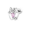 Wholesale Women's Metal Heart Shape Cartoon Style Electroplated Cartilage Piercing Ear Bone Nail With Bow And Zircon