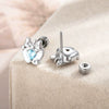 Wholesale Women's Metal Heart Shape Cartoon Style Electroplated Cartilage Piercing Ear Bone Nail With Bow And Zircon