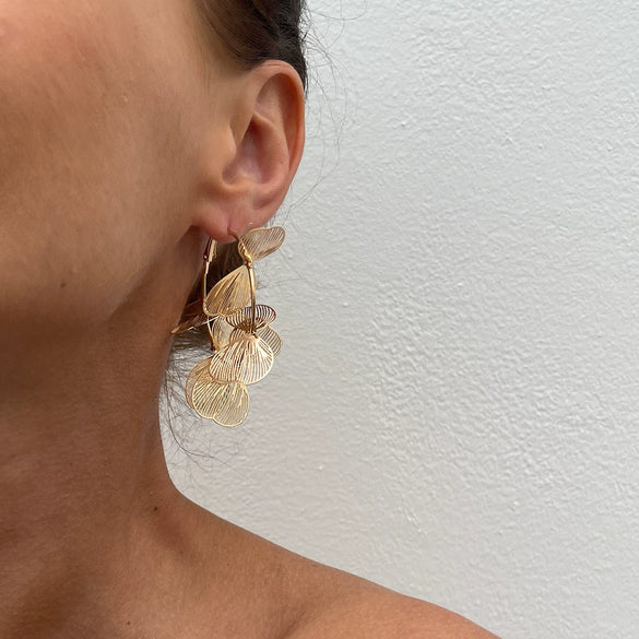 Wholesale Women's Metal Leaf Electroplated Personality Earrings