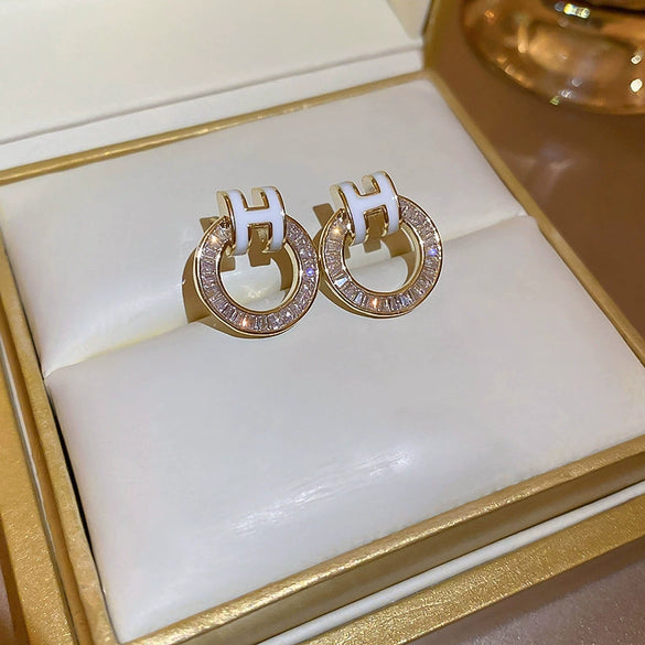 Wholesale Women's Metal Letter Earrings With 925 Silver Needles And Electroplating Simple Style