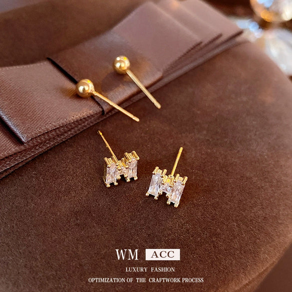 Wholesale Women's Metal Letter Earrings With 925 Silver Needles And Electroplating Simple Style