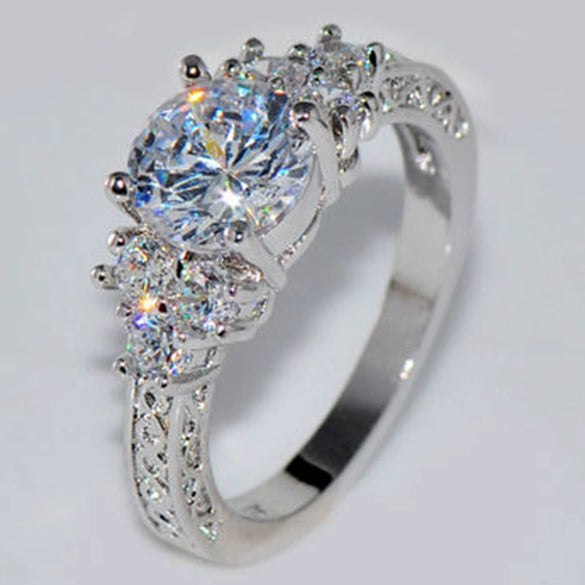 Wholesale Women's Metal Zircon Rings With Geometric Design And Electroplating Treatment