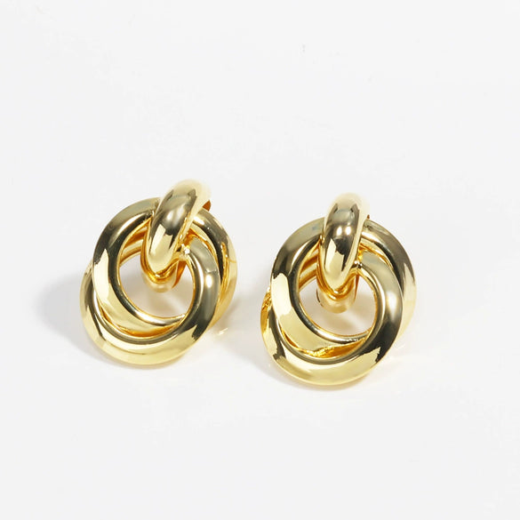Wholesale Women's Metallic Geometric Copper Electroplated Ring Earrings Tassel Ear Jewelry Ins Style