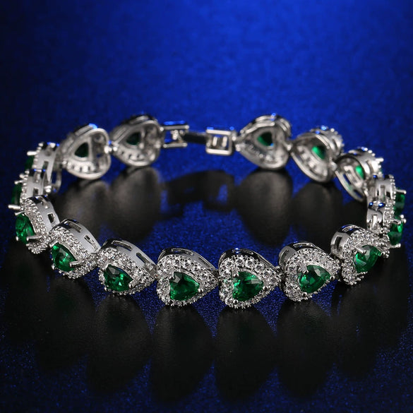 Wholesale Women's Microinlaid Copper Goldplated Zircon Heart Bracelet