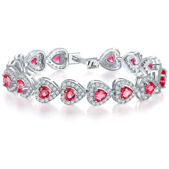 Wholesale Women's Microinlaid Copper Goldplated Zircon Heart Bracelet