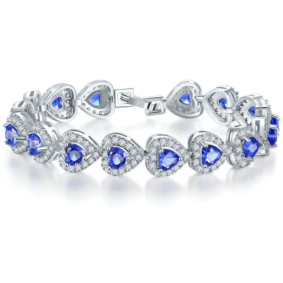 Wholesale Women's Microinlaid Copper Goldplated Zircon Heart Bracelet