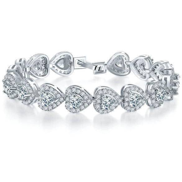 Wholesale Women's Microinlaid Copper Goldplated Zircon Heart Bracelet